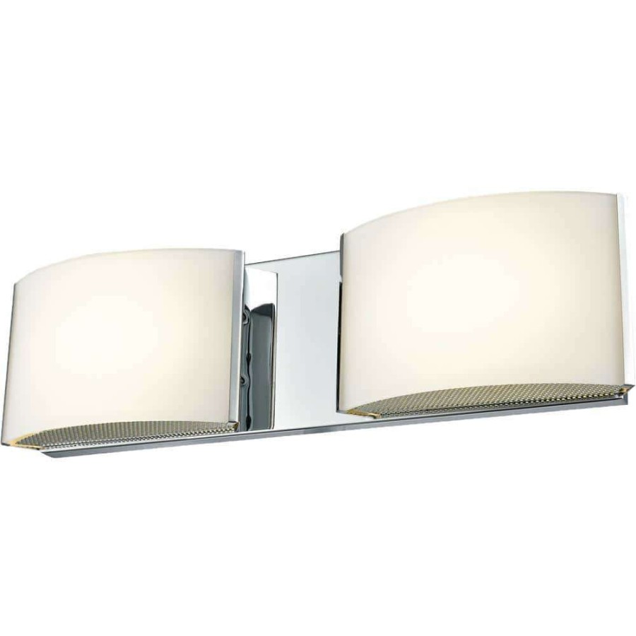 Vanity Lighting * | Pandora 2-Light Chrome And Opal Glass Led Vanity Light By Titan Lighting