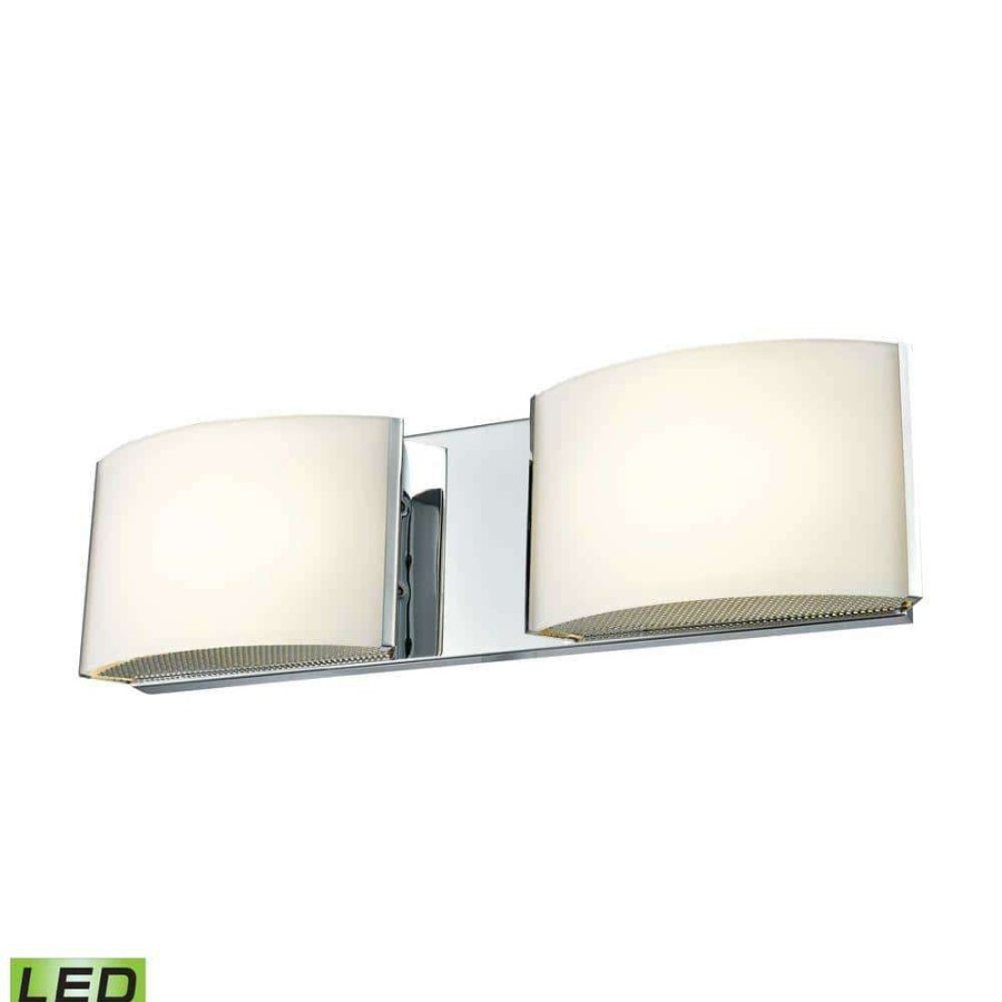 Vanity Lighting * | Pandora 2-Light Chrome And Opal Glass Led Vanity Light By Titan Lighting