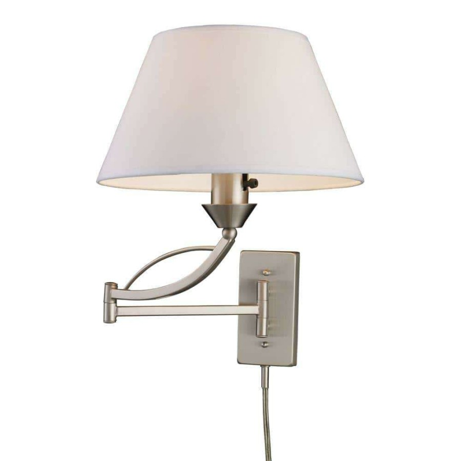 Lamps * | Elysburg 1-Light Satin Nickel Swing Arm Wall-Mount By Titan Lighting