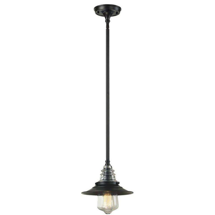 Pendant Lights * | Insulator Glass 1-Light Oiled Bronze Ceiling Mount Pendant By Titan Lighting