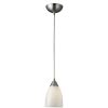 Pendant Lights * | Arco Baleno 1-Light Satin Nickel Pendant With White Swirl Glass Shade By Titan Lighting