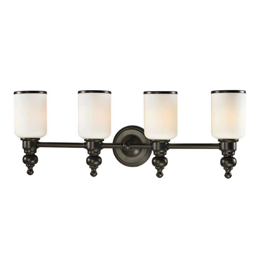 Vanity Lighting * | Leadenhall 4-Light Oil-Rubbed Bronze Bath Light By Titan Lighting