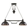 Chandeliers * | Farmhouse 2-Light Oiled Bronze Ceiling Mount Island-Light By Titan Lighting