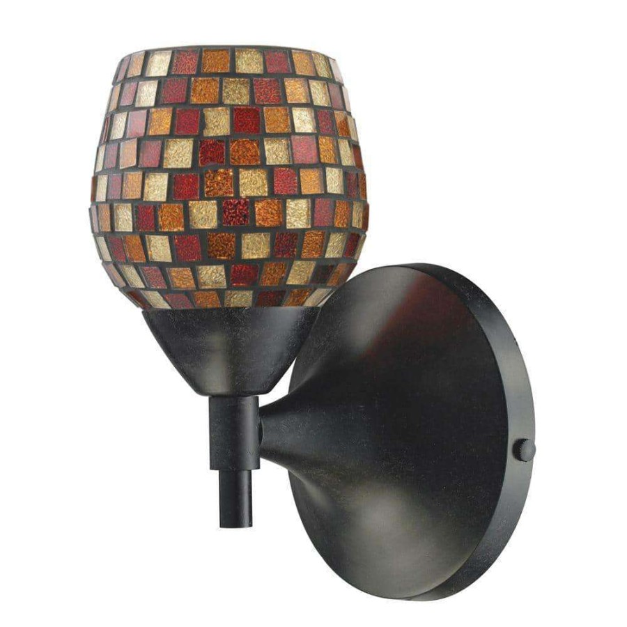 Wall Sconces * | Celina 1-Light Dark Rust Wall Mount Sconce By Titan Lighting