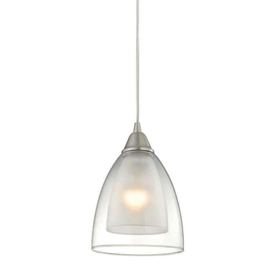 Pendant Lights * | Layers 1-Light Satin Nickel Pendant By Titan Lighting