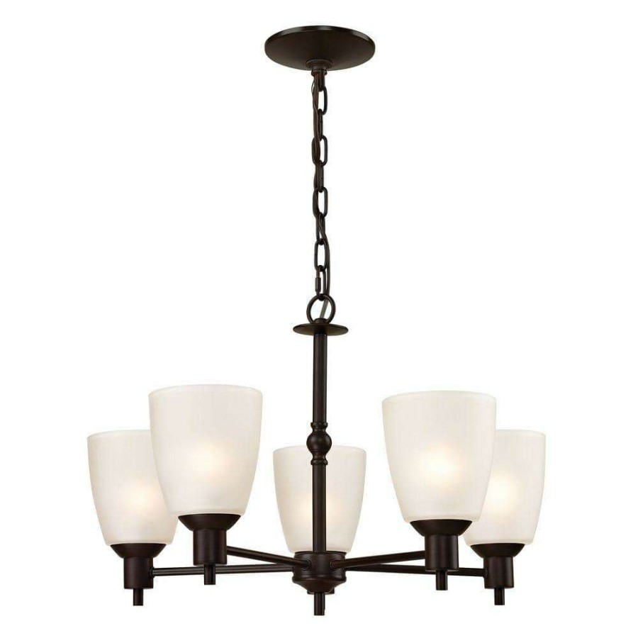 Chandeliers * | Jackson 5-Light Oil-Rubbed Bronze Chandelier By Titan Lighting