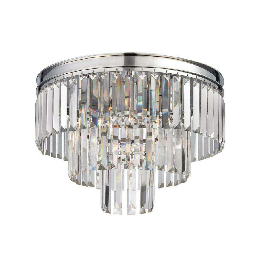 Chandeliers * | Palacial 3-Light Polished Chrome Flush Mount By Titan Lighting