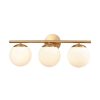 Vanity Lighting * | Hollywood Blvd. 3-Light Satin Brass Vanity Light With Opal White Glass By Titan Lighting