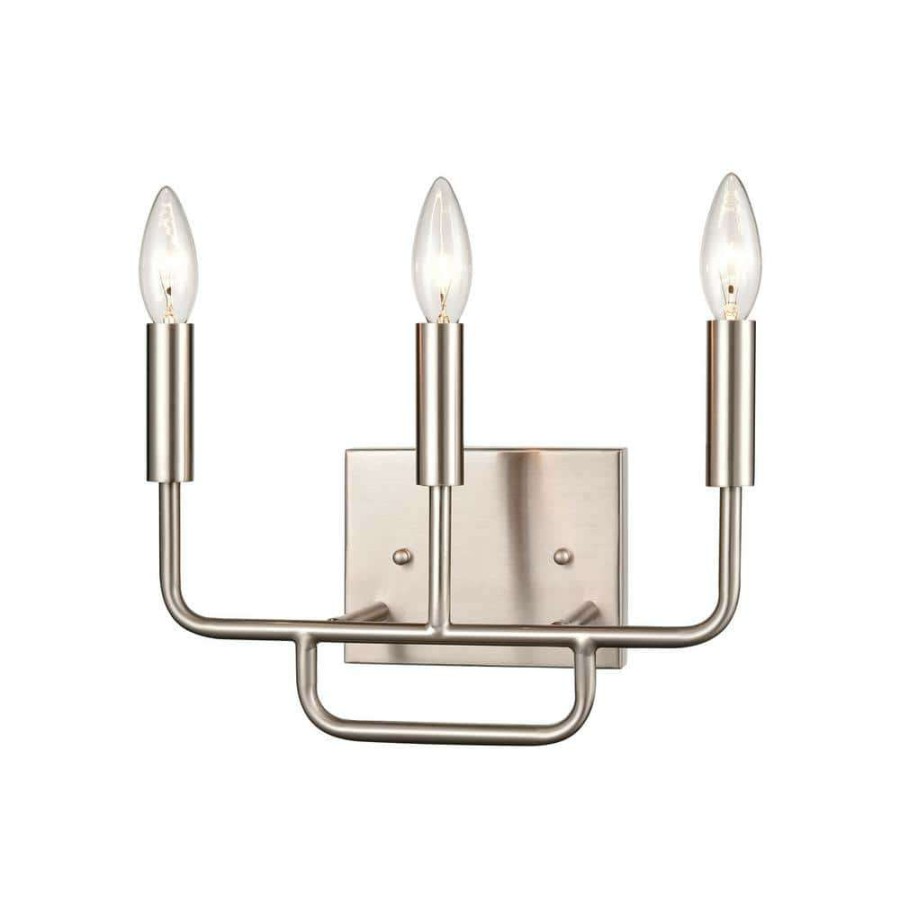 Vanity Lighting * | 13 In. 3 Light Brushed Nickel Vanity Light By Titan Lighting