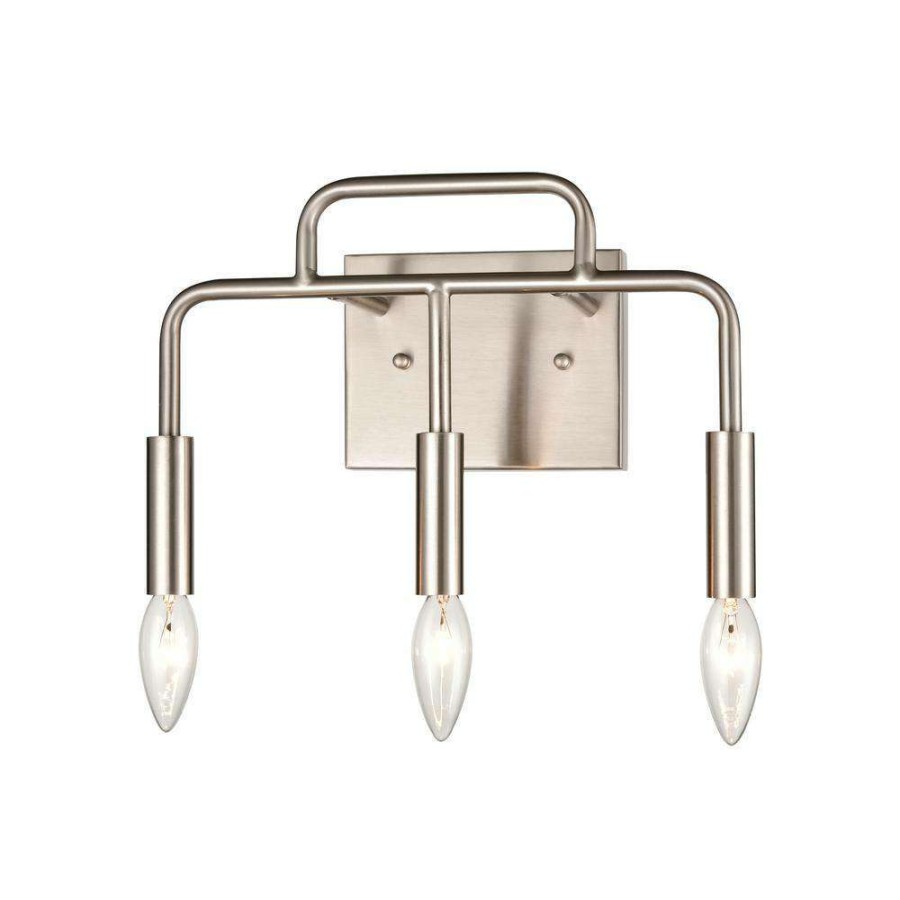 Vanity Lighting * | 13 In. 3 Light Brushed Nickel Vanity Light By Titan Lighting